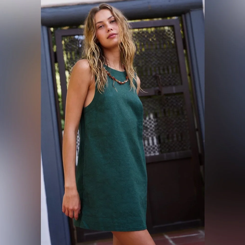 Free People Shift Dress in Forest Green - Picture 2 of 7